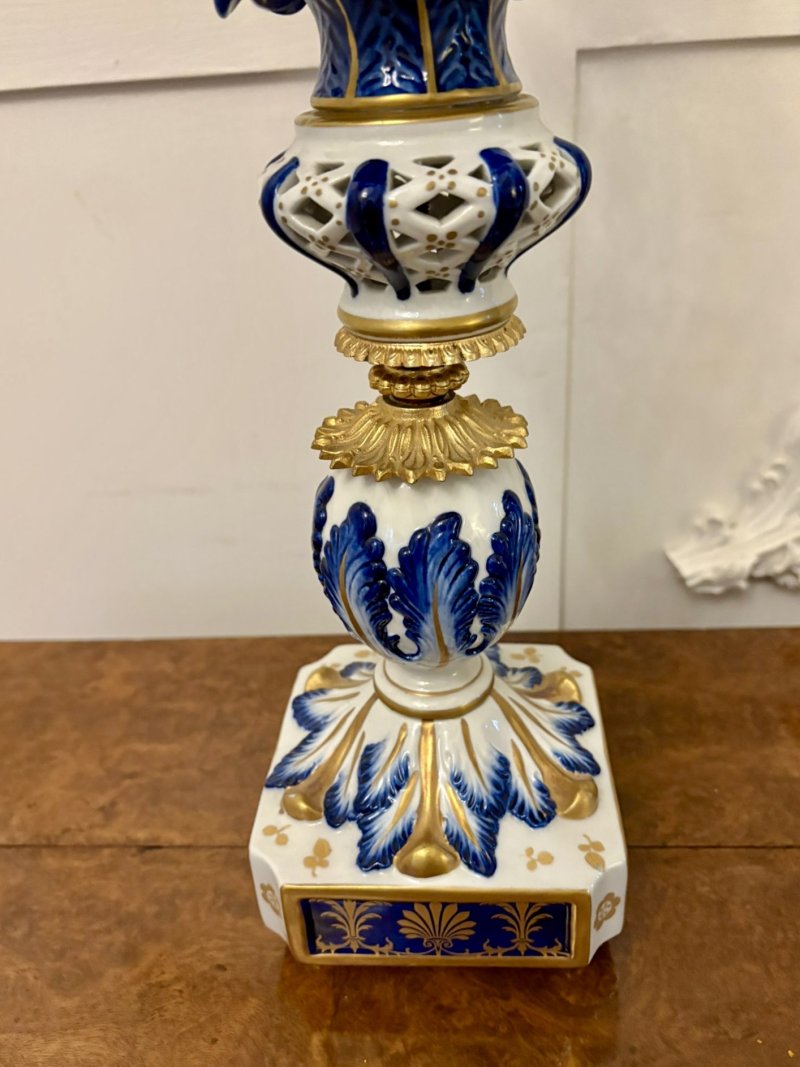 Outstanding Quality Large Antique Victorian French Porcelain and Gilded Metal Clock Set - Image 14